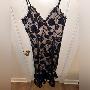 Lulus size xl navy blue lace overlay cocktail dress
